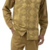 (M/33) Mustard 2 Piece Long Sleeve Argyle Pattern Walking Suit