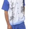 Royal Blue Tropical Print 2 Piece Short Sleeve Walking Suit Set