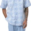 Carolina Blue 2 Piece Short Sleeve Men's Summer Walking Suit Argyle Pattern