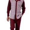 Burgundy 2 Piece Long Sleeve Walking Suit Set