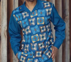 Navy Abstract Design 2 Piece Long Sleeve Walking Suit Set