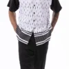 Black Abstract Design Walking Suit 2 Piece Short Sleeve Set