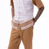Cognac Abstract Design Walking Suit 2 Piece Short Sleeve Set