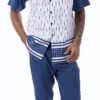 Navy Abstract Design Walking Suit 2 Piece Short Sleeve Set