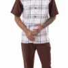 Brown Plaid Walking Suit 2 Piece Short Sleeve Set