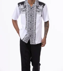 Black Design Walking Suit 2 Piece Short Sleeve Set