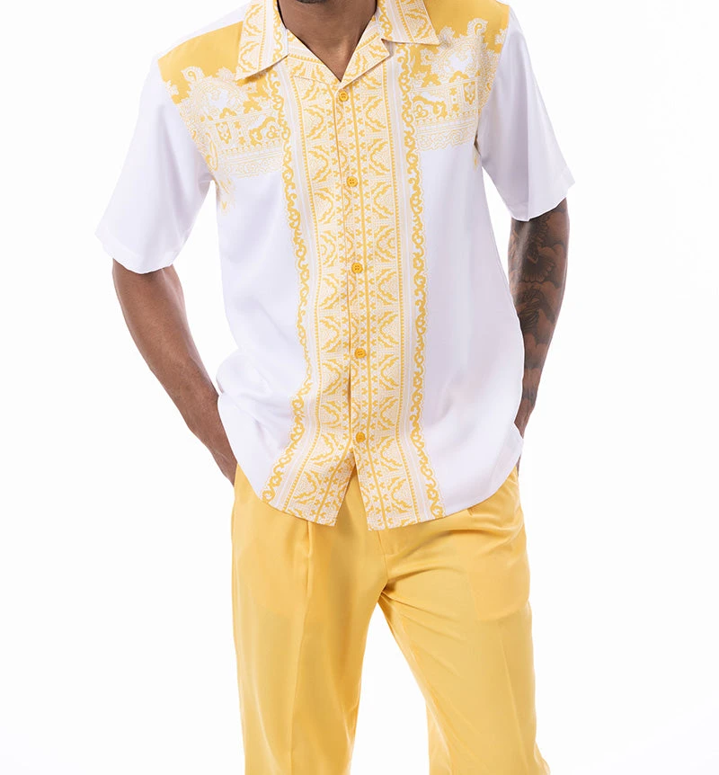 Canary Yellow Design Walking Suit 2 Piece Short Sleeve Set 1 Canary Yellow Design Walking Suit 2 Piece Short Sleeve Set