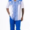 Cobalt Blue Design Walking Suit 2 Piece Short Sleeve Set