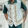 Emerald Green Symmetry Pattern Walking Suit 2 Piece Short Sleeve Set