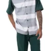 Emerald Green Horizontal Stripes Design 2 Piece Short Sleeve Walking Suit Set