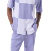 Lavender Color Block Walking Suit 2 Piece Short Sleeve Set