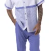 Lavender Houndstooth Horizontal Color Block Walking Suit 2 Piece Short Sleeve Set