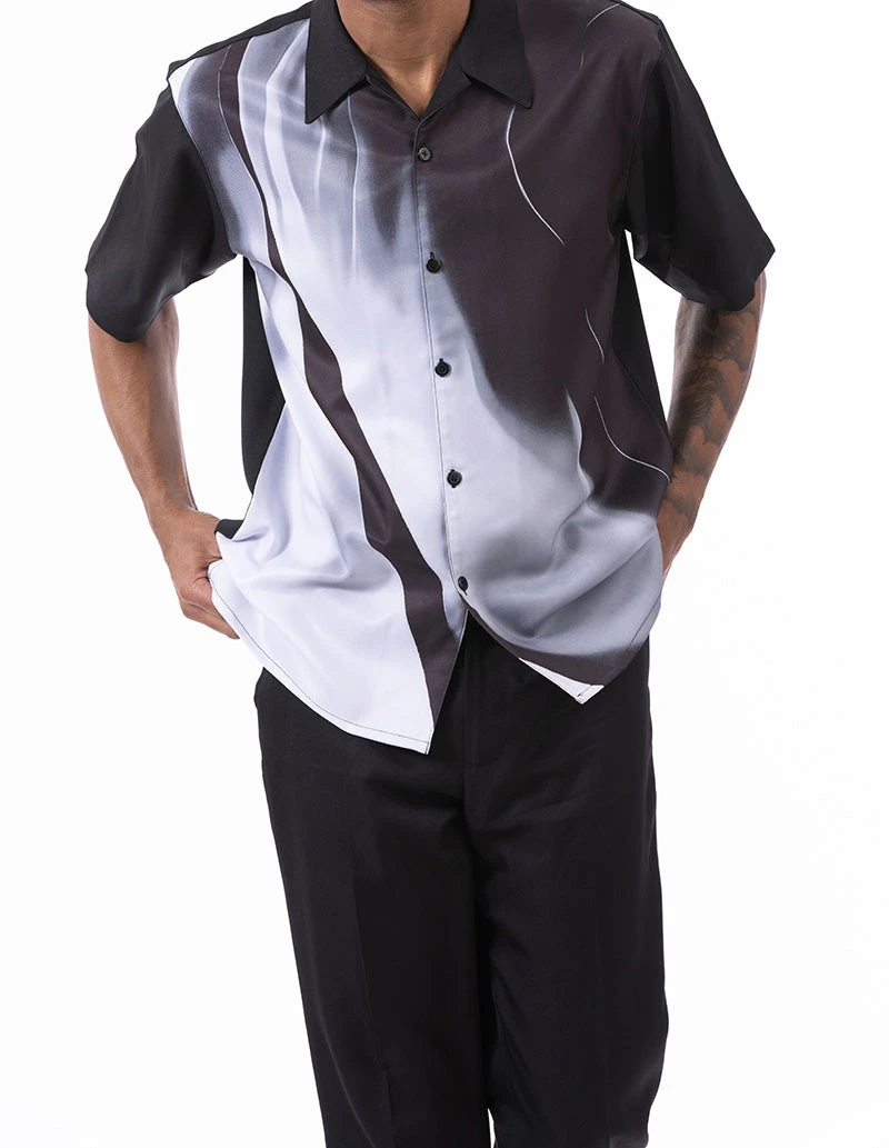 White Art Design Walking Suit 2 Piece Short Sleeve Set 1 White Art Design Walking Suit 2 Piece Short Sleeve Set