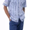 Navy Floral Pattern Walking Suit 2 Piece Short Sleeve Set