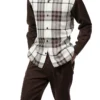 Brown Plaid 2 Piece Long Sleeve Walking Suit Set
