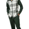 Green Plaid 2 Piece Long Sleeve Walking Suit Set