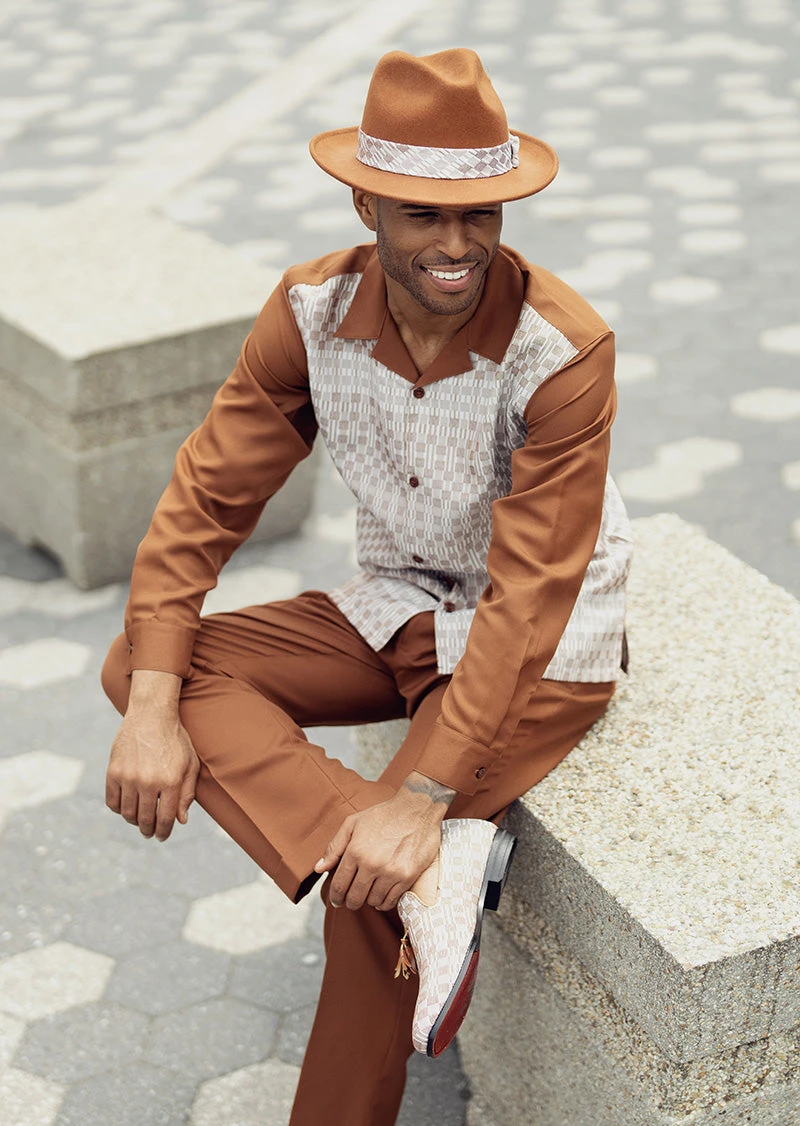 Cognac 2 Piece Long Sleeve Walking Suit Set 1 Cognac 2 Piece Long Sleeve Walking Suit Set