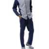 Navy Weave Printed 2 Piece Long Sleeve Walking Suit Set
