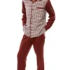 Brick Checkered 2 Piece Long Sleeve Walking Suit Set