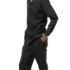 Black Tone-on-Tone 2 Piece Long Sleeve Walking Suit Set