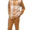 Copper Tone-on-Tone Windowpane 2 Piece Long Sleeve Walking Suit Set