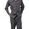 Gray Tone-on-Tone Design 2 Piece Long Sleeve Walking Suit Set