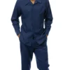 Navy Tone-on-Tone Design 2 Piece Long Sleeve Walking Suit Set
