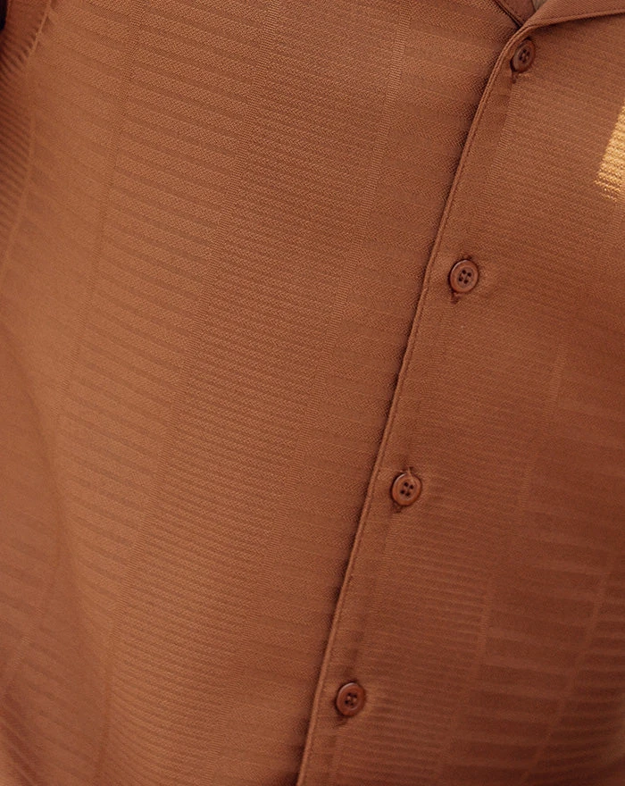 Cognac Tone-on-Tone Design 2 Piece Long Sleeve Walking Suit Set 2 Cognac Tone-on-Tone Design 2 Piece Long Sleeve Walking Suit Set - Image 2