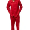 Red Tone-on-Tone 2 Piece Long Sleeve Walking Suit Set