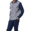 Navy Square Patterned 2 Piece Long Sleeve Walking Suit Set