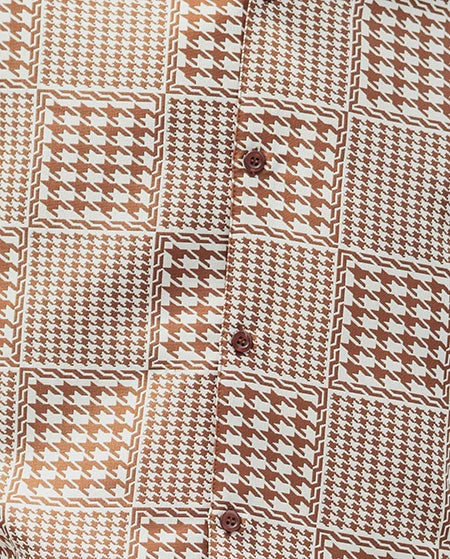 Cognac Square Patterned 2 Piece Long Sleeve Walking Suit Set 2 Cognac Square Patterned 2 Piece Long Sleeve Walking Suit Set - Image 2