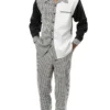 Black Checkered 2 Piece Long Sleeve Walking Suit Set