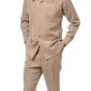 Tan Tone-on-Tone 2 Piece Long Sleeve Walking Suit Set