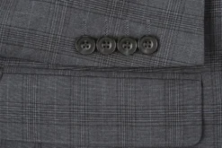 San Gemini Collection - 3 Piece Suit 2 Buttons Gray Glen Plaid Regular Fit -Gentri Store 278 1 1