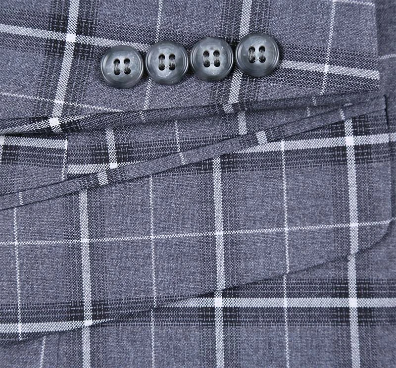 Regular Fit 2 Piece Notch Lapel Suit Gray Check Pattern 6 Regular Fit 2 Piece Notch Lapel Suit Gray Check Pattern - Image 6