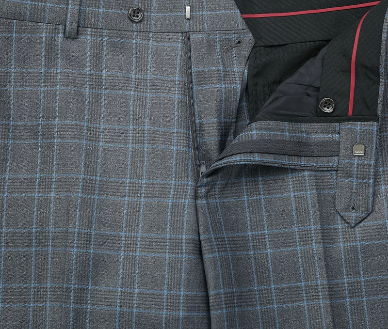 Regular Fit 2 Piece Dress Suit Windowpane In Light Gray 6 Regular Fit 2 Piece Dress Suit Windowpane In Light Gray - Image 6