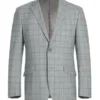 100% Wool Slim Fit Windowpane Dress Suit 2 Piece In Gray