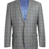 100% Wool Regular Fit 2 Piece Windowpane Dress Suit In Gray