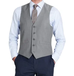 Vanderbilt Collection- Classic Dress Vest 5 Buttons Regular Fit In Gray
