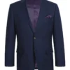 Wool Regular Fit Blazer Solid Color In Dark Navy