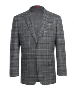 Classic Regular Fit Blazer Windowpane Pattern In Gray