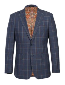 English Laundry 2-Piece Check Wool Linen Blend Slim Fit Suit