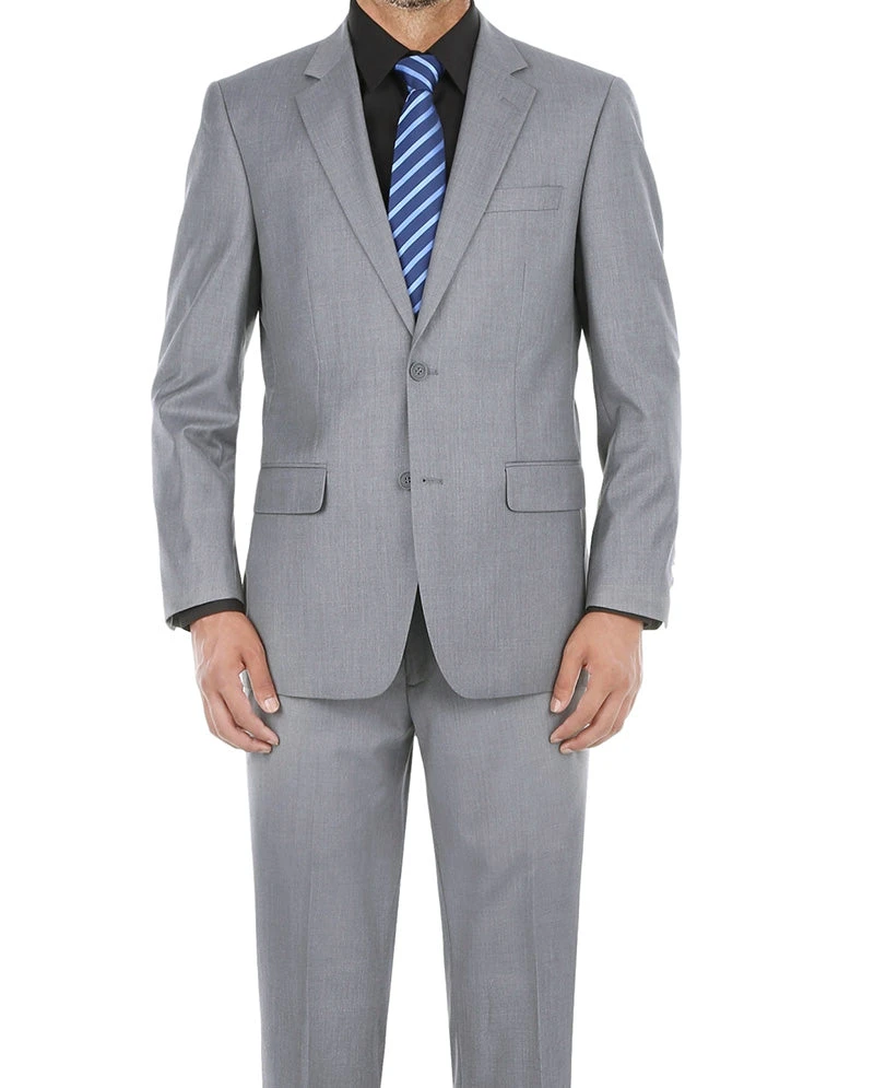 Vanderbilt Collection- Classic 2 Piece Suit 2 Buttons Regular Fit In Gray 1 Vanderbilt Collection- Classic 2 Piece Suit 2 Buttons Regular Fit In Gray