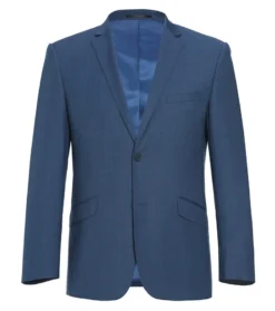 (36R, 38R) Wool Single Breasted Dress Suit Slim Fit 2 Piece 2 Button In Blue