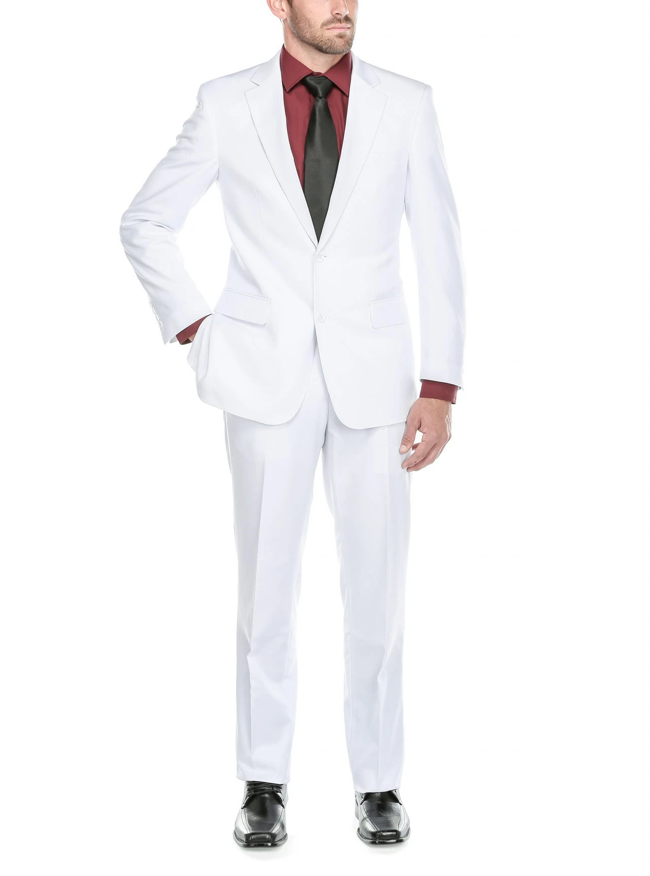 Vanderbilt Collection - Classic 2 Piece Suit 2 Buttons Regular Fit In White 3 Vanderbilt Collection - Classic 2 Piece Suit 2 Buttons Regular Fit In White - Image 3