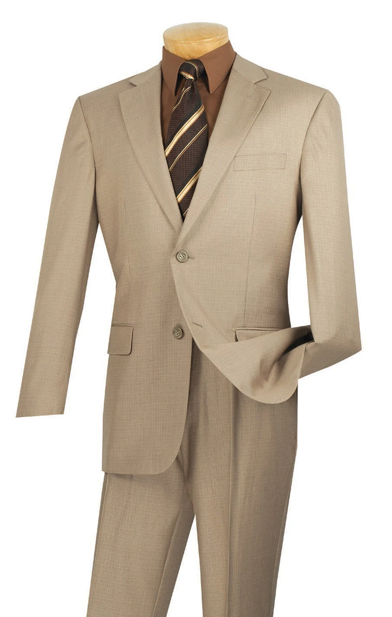 Monte Carlo Collection - Dress Suit 2 Piece 2 Button Textured Weave In Beige 1 Monte Carlo Collection - Dress Suit 2 Piece 2 Button Textured Weave In Beige