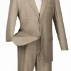 Pompey Collection - Men's Glen Plaid Dress Suit 2 Piece Regular Fit In Tan