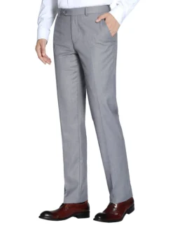 Dress Pants Regular Leg Un-Hemmed Bottoms In Gray