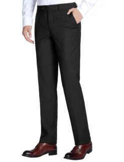 Dress Pants Regular Leg Un-Hemmed Bottoms In Black