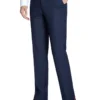 (40" Waist) 100% Wool Dress Pants Regular Leg Un-Hemmed Bottoms In Navy